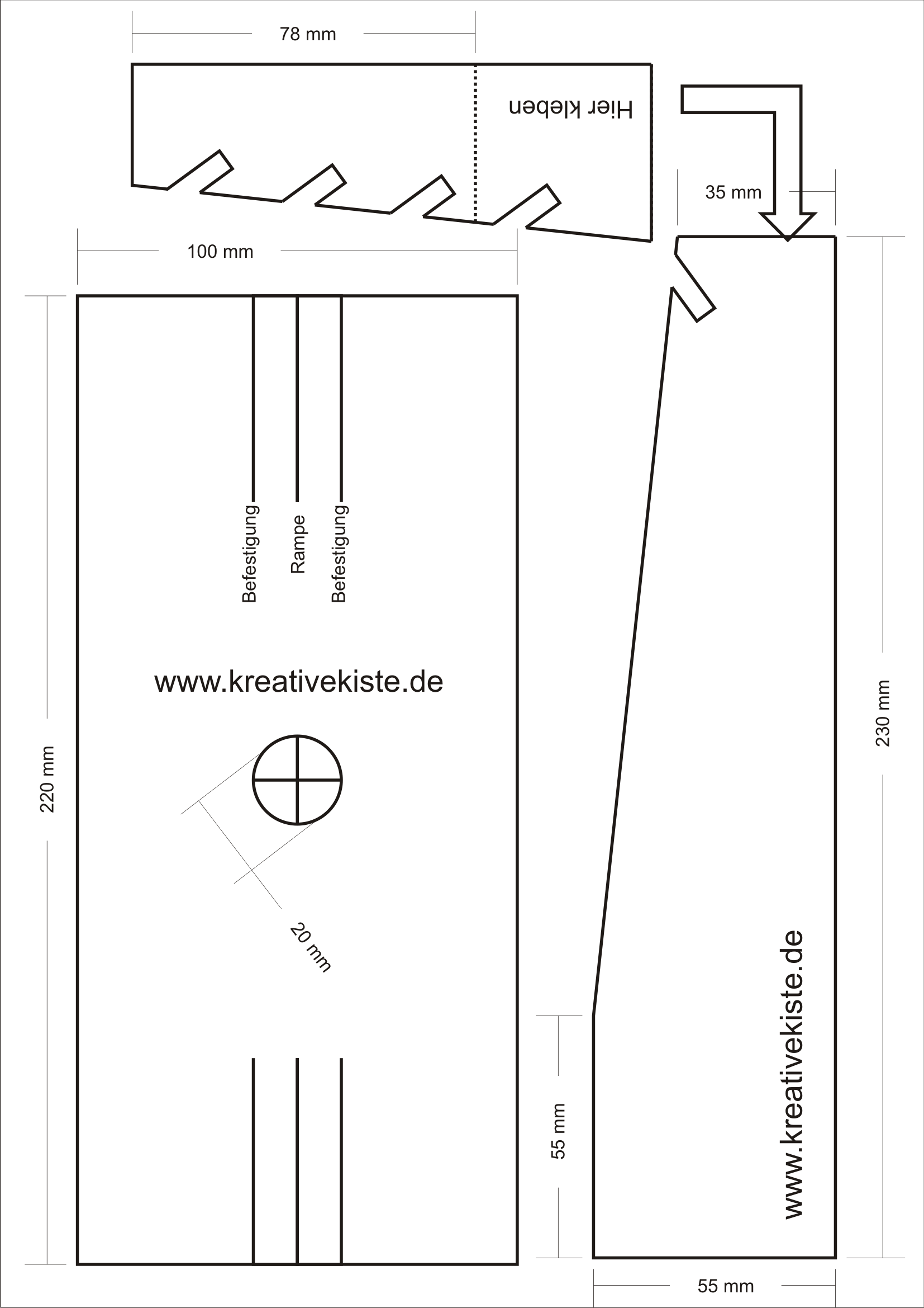 Papierrakete mit Holzstartrampe