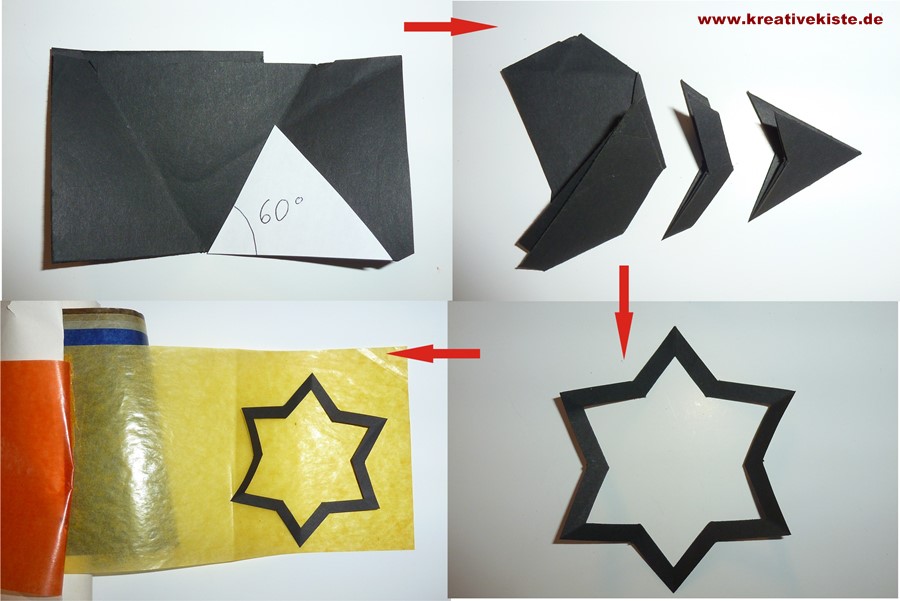 6 vorlage Sterne schwarzem Tonpapier Transparentpapier