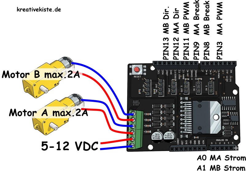 arduino Motor Driver Shield L298NH Speed Controlling