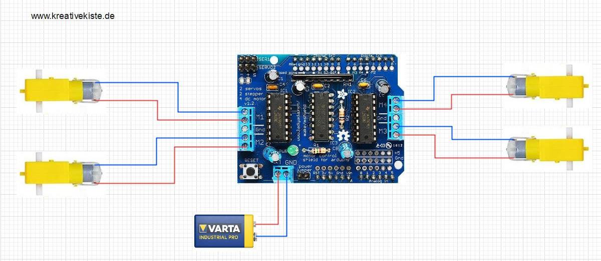 L293D Motortreiber Shield für Arduino hw 130 mit Ardublock programmieren 2