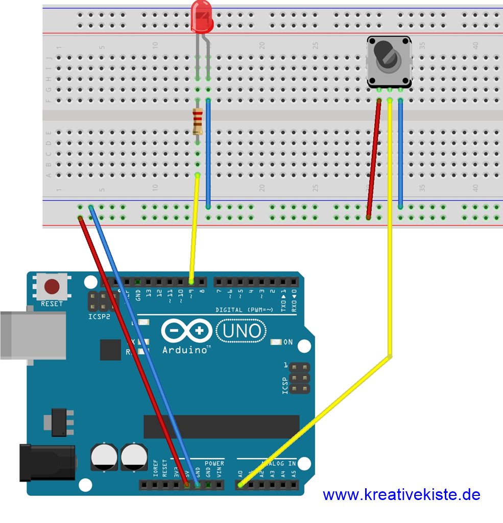 LED Dimmer mit Poti Ardublock bauen