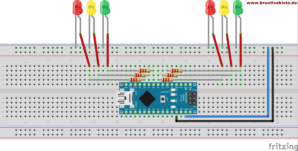 Baustellen Lauflicht 5 LED aufbauend / ATtiny45 IC - CMN Modellbau