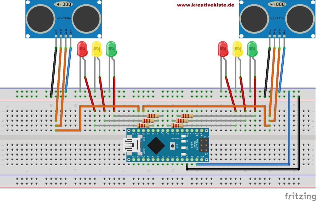 Baustellen Lauflicht 5 LED aufbauend / ATtiny45 IC - CMN Modellbau