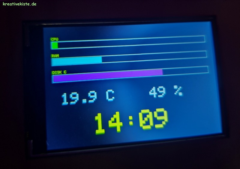 4 PC Hardware Monitor mit Uhrzeit und Temperatur über Arduino und 4 TFT