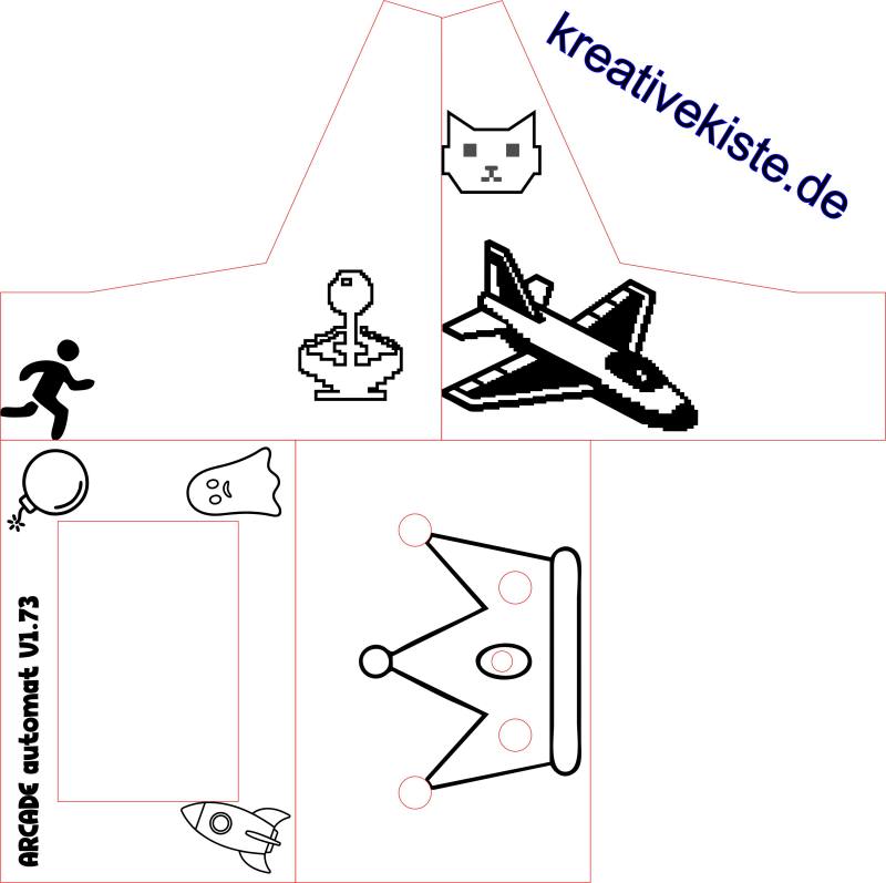 Old school Arcade Game Box laser vorlage