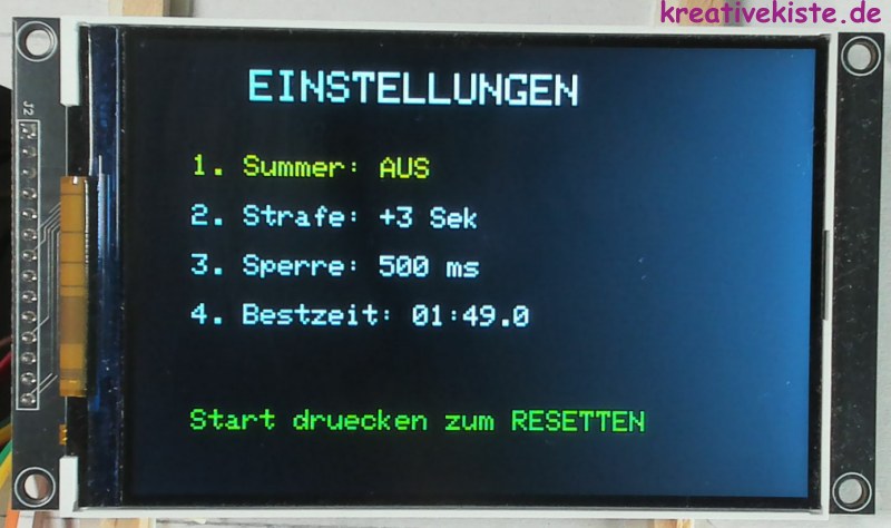 2 Heißer Draht spiel mit TFT Display für Fehler und Zeitanzeige