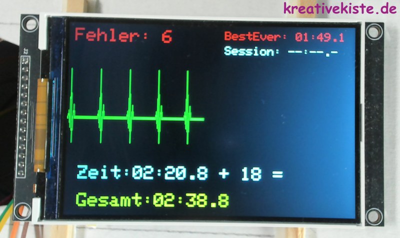 3 Heißer Draht spiel mit TFT Display für Fehler und Zeitanzeige und EKG anzeige