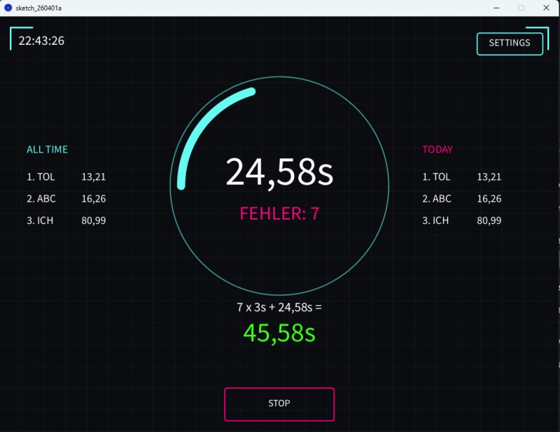 heisser draht spiel auf PC monitor Fehler und Zeit anzeigen