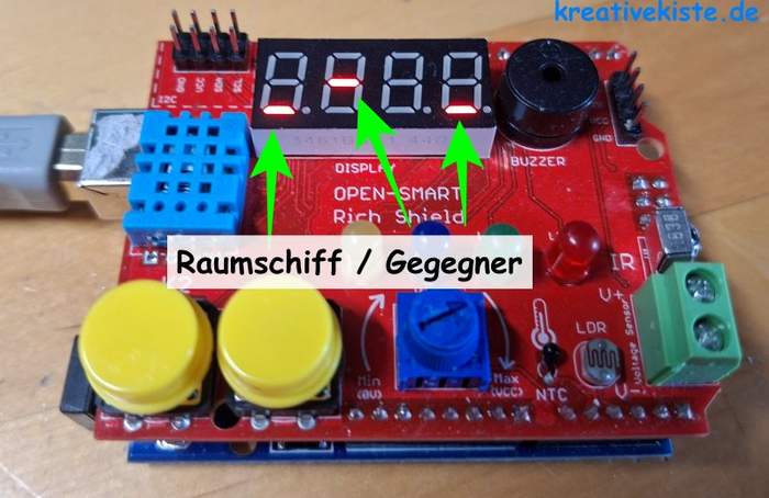 Space Invaders Light Das 7 Segment Endlos Spiel für das Open Smart Rich Shield 1 