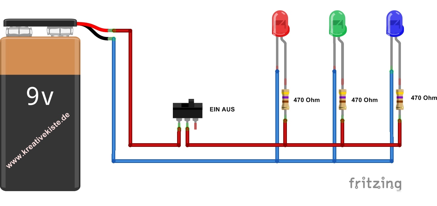 Anleitung S699 LED-Krativ-Set verschiedene LEDs Anschlußpläne Widerstände 