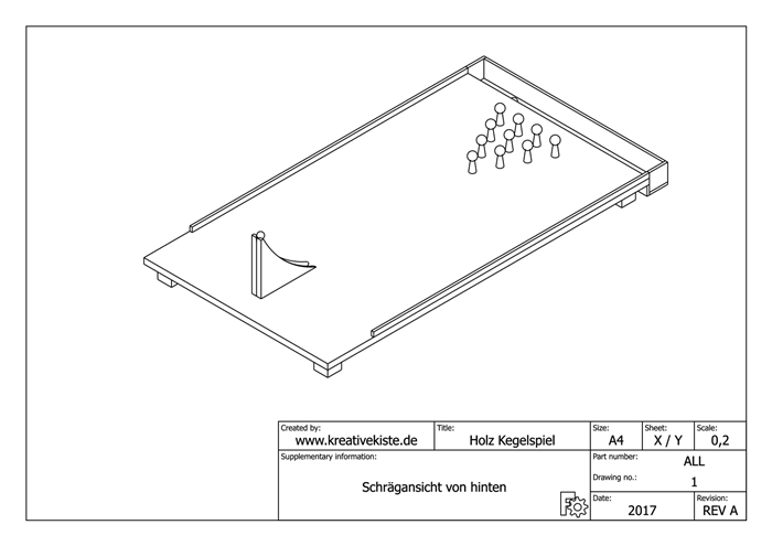 bauplan holz murmelbahn mit kegeln spiel