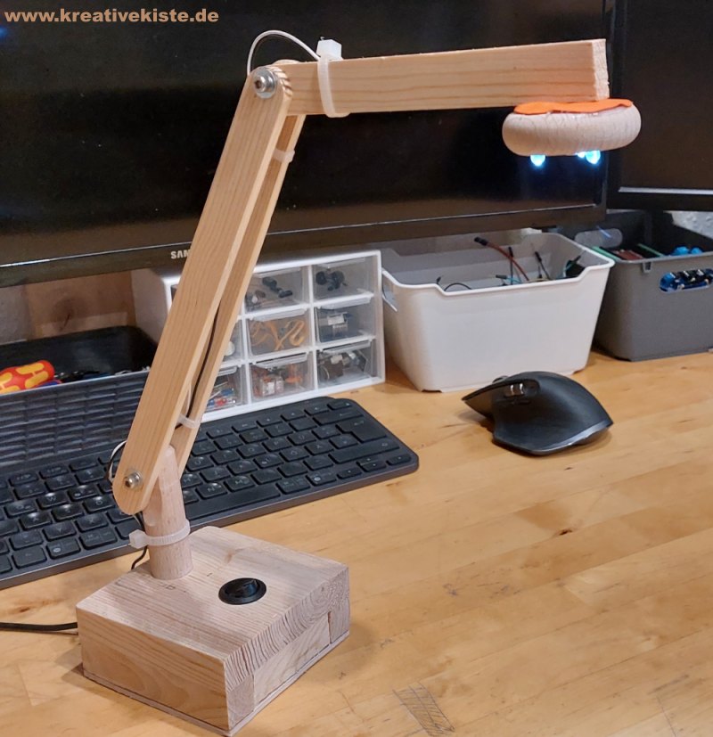 Bauanleitung LED Holz Schreibtischlampe mit Gelenkarm 3