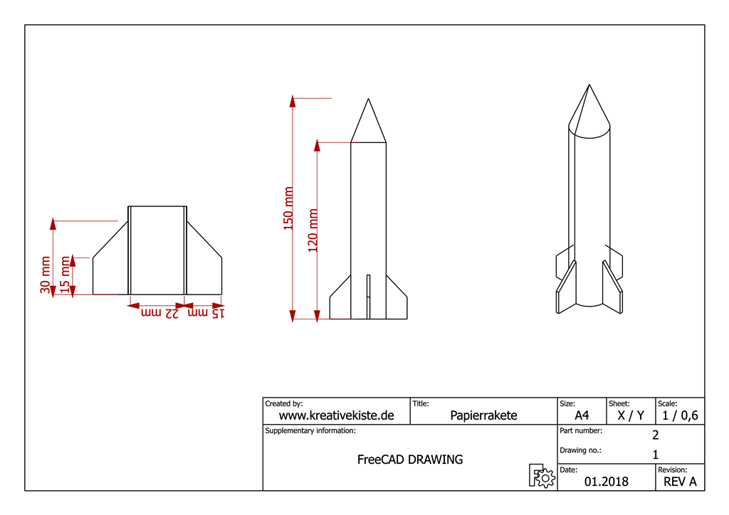 5 Papier Rakete Holz Startrampe vorlage bauen