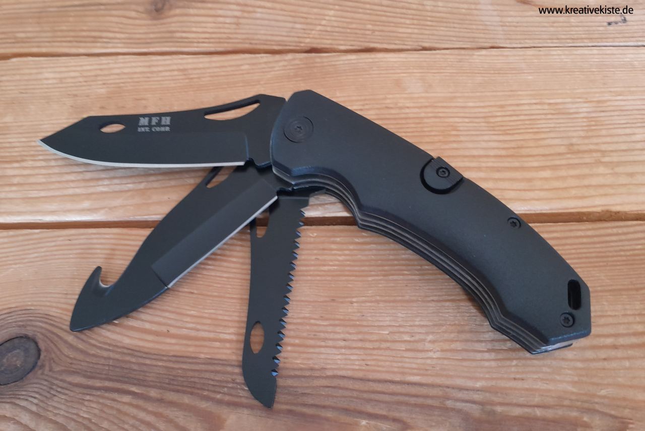 3 MFH MFH SET Messer Set mit LED Lampe Multitool Karabiner und Etui 45451A