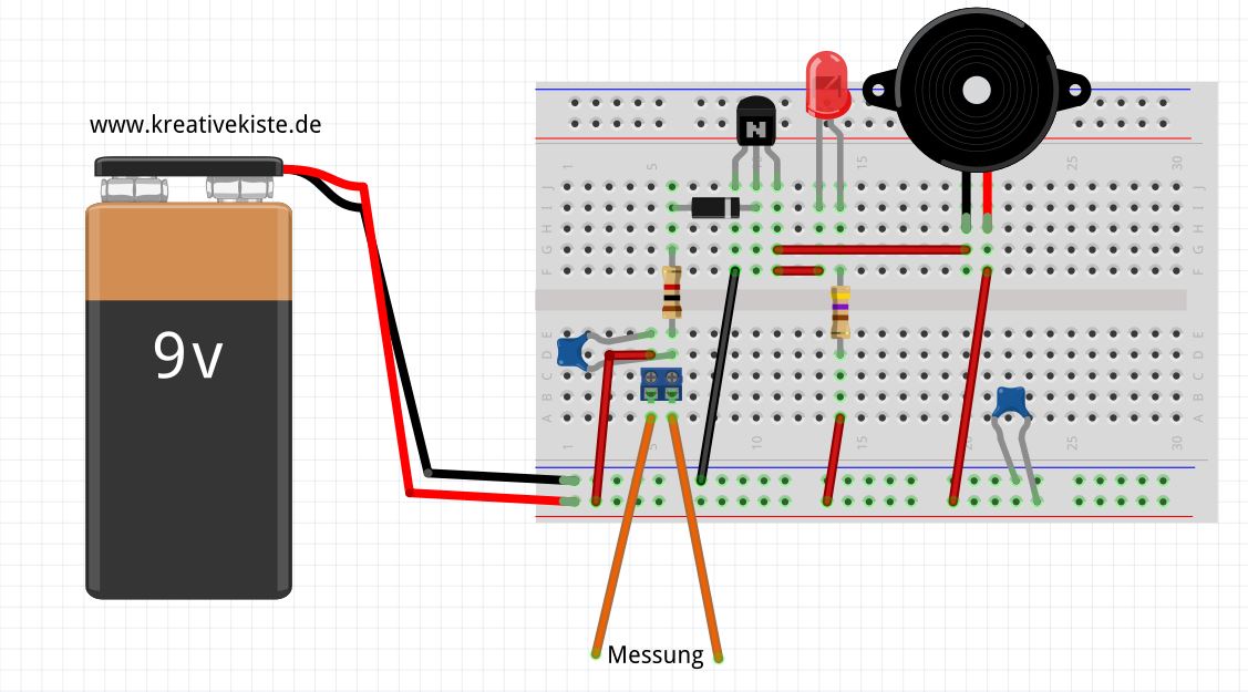 4 mint experiment transistor durchgangspruefer mit 9 volt selber bauen
