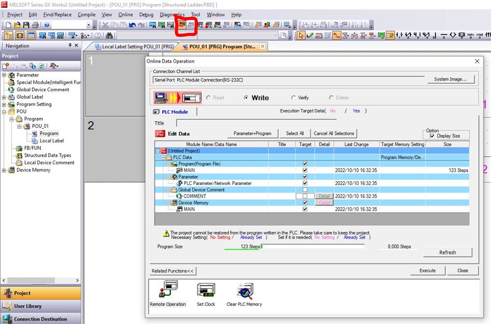 H LADDER FDB GX works 2 first steps with coolmay plc