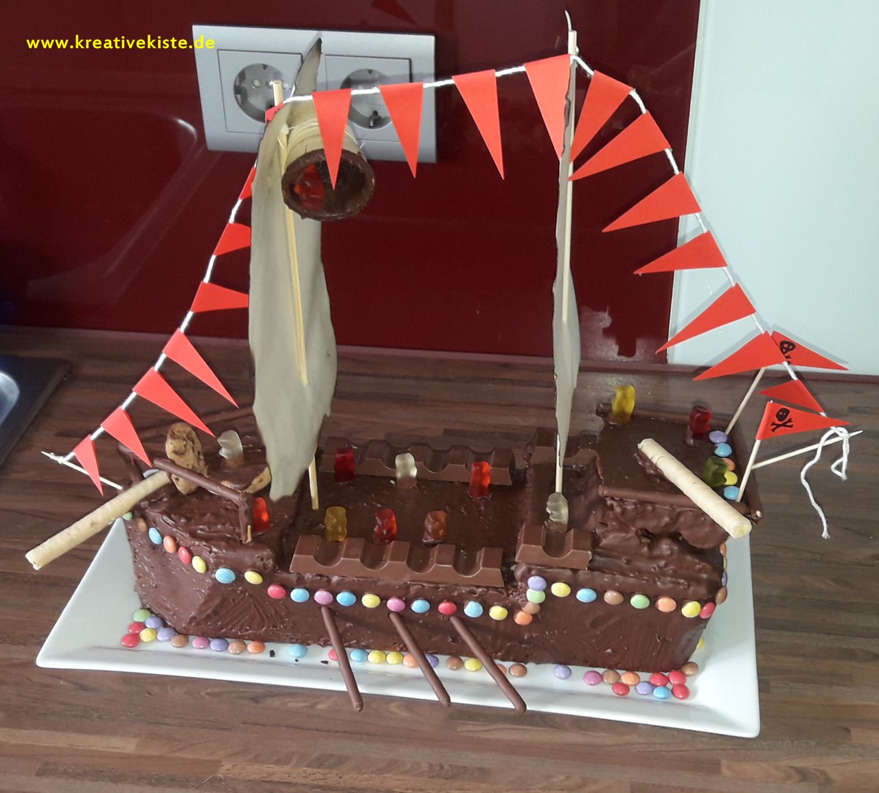 3 Piratengeburtstag Piratenschiff Kuchen Torte selber backen