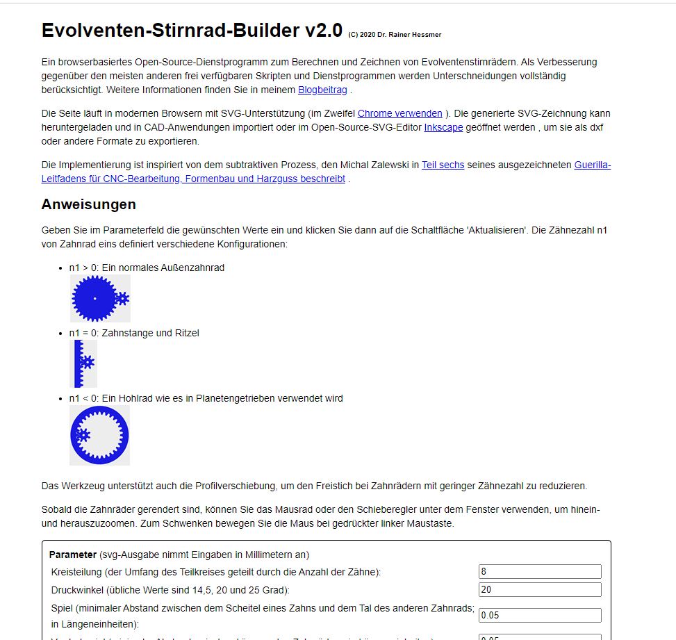 Evolventen Stirnrad Builder v2.0