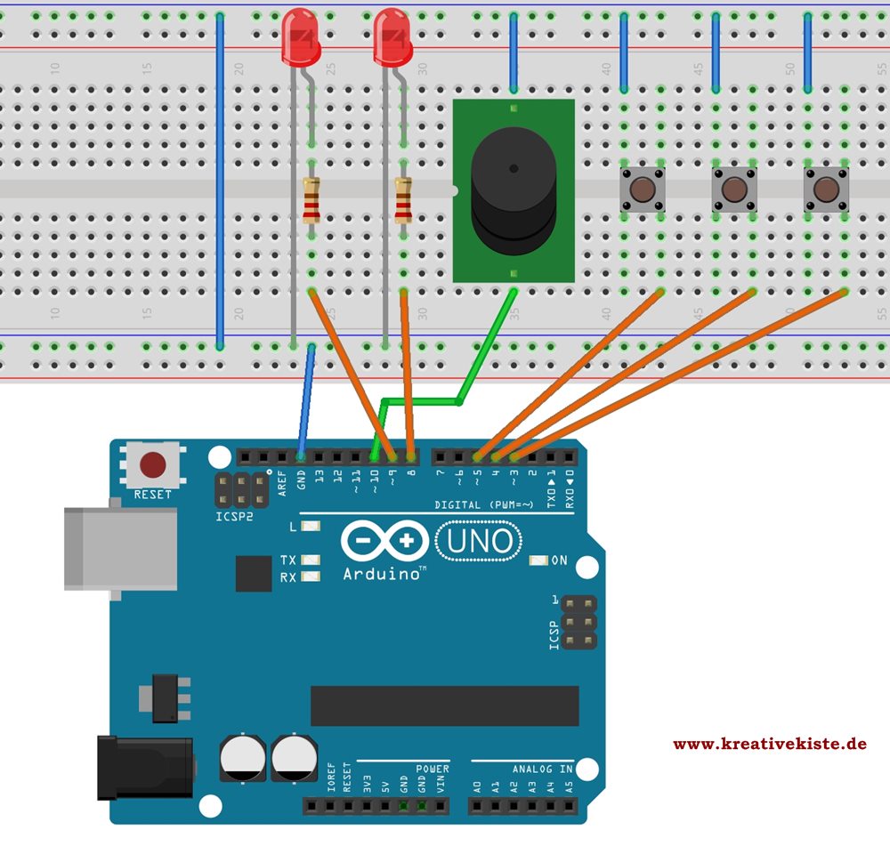 arduino buzzer spiel wer hat zuerst gedreuckt